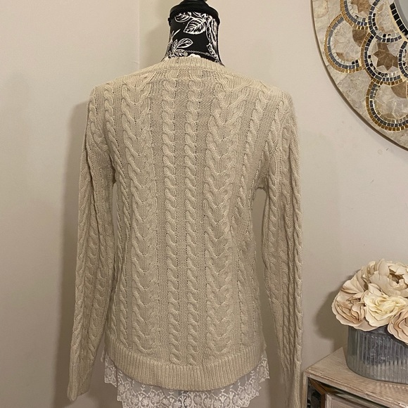 EUC Large Monteau cable sweater with sheer lace - Picture 6 of 7